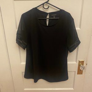 Banana Republic Black Sheer Sleeve Tee